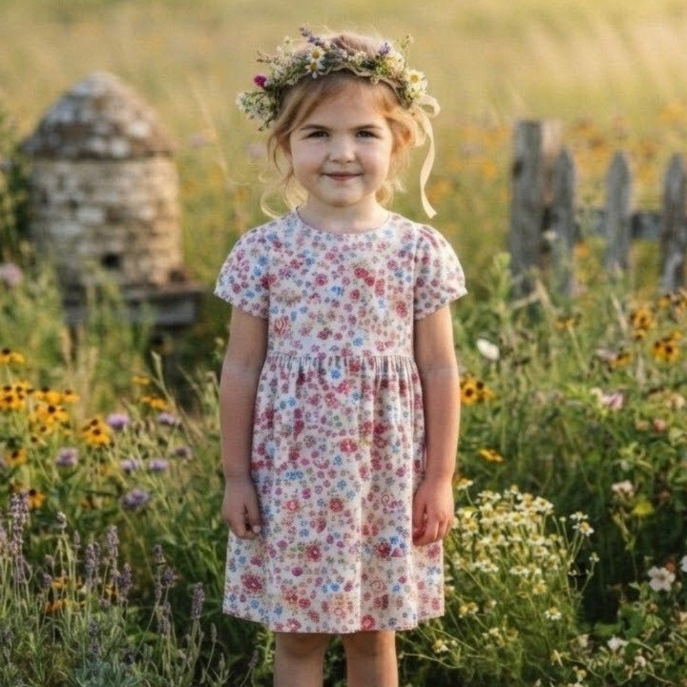 Handmade Floral Dress Girls‎ 4-5 Years Cottagecore Prairie Photoshoot Tea Party